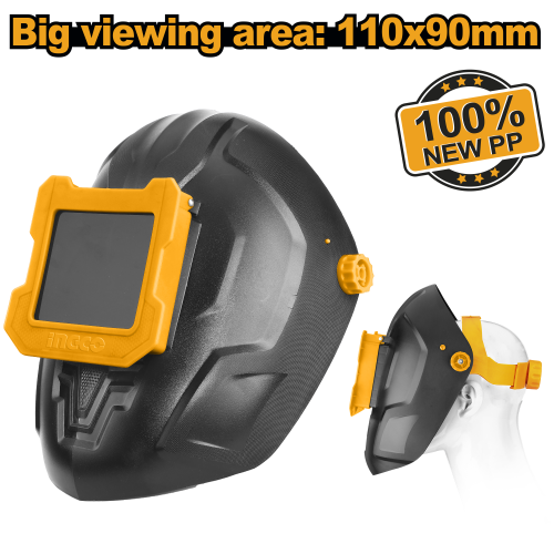 ماسك لحام اسود متحرك مقاس الزاجاجة 110×90×3 مم