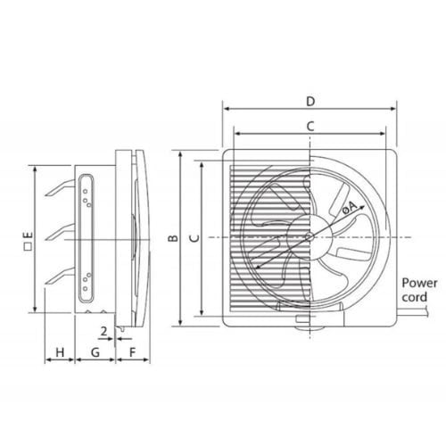مروحة شفط بلاستيك كي دي كي ALA بمقاسات مختلفة