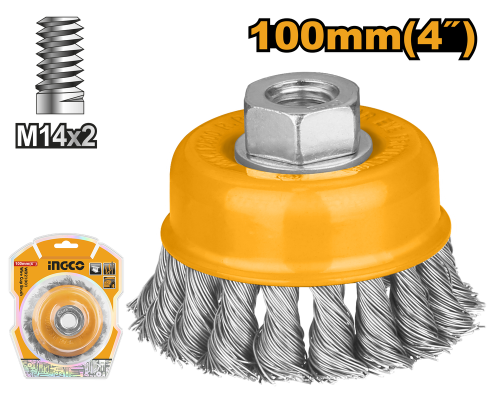 4-inch (100 mm) twisted wire cup brush – INGCO