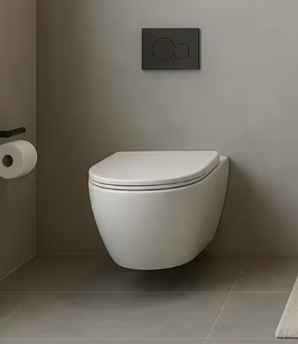Round Wall-Hung Toilet, 180mm Height, 495 × 362 ×...