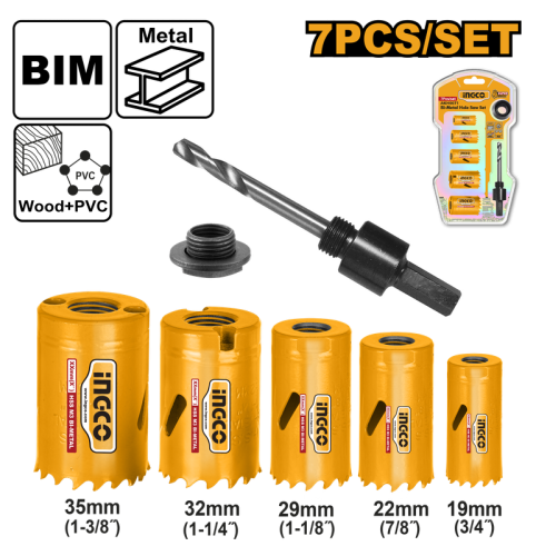 7-Piece Bi-Metal Hole Saw Set – INGCO