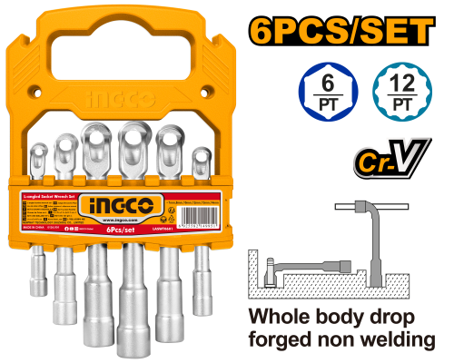 6-piece L-type socket wrench set – INGCO