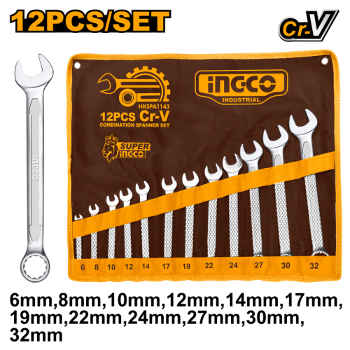 12-piece combination wrench set – INGCO