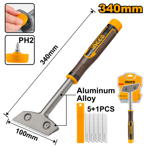 340 mm metal scraper with 6 blades – INGCO