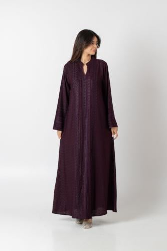 جلابية عنابي غامق دانتيل