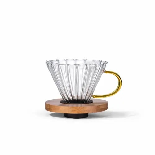 قمع تقطير V60 زجاج بلمسة خشبية - مقاس 02 | V60 Dri...