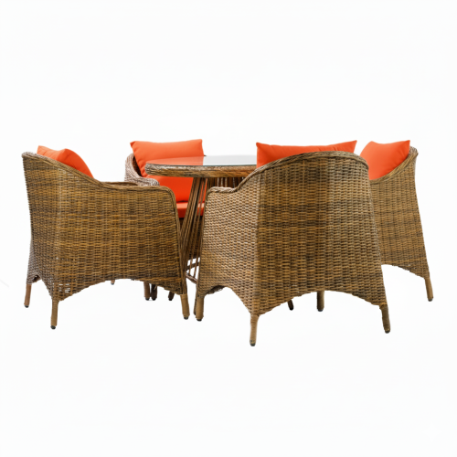 طقم جلسات خارجية – 4 كراسي كبيرة مع طاولة ووسائد