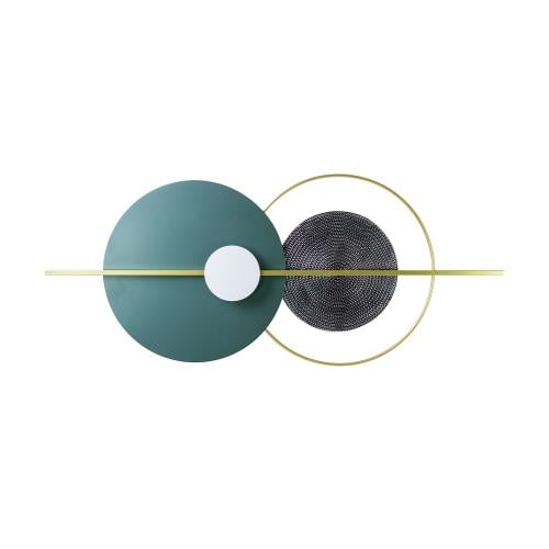 لوحة حائط دائرية استيل فاخرة - ألوان فيروزي وذهبي