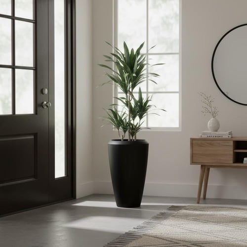 حوض نباتات بلون فحمي أسود – بولي إيثيلين متين – مت...