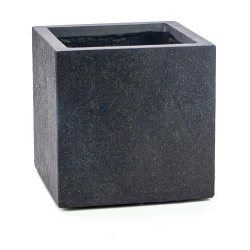 حوض فايبر مربع أسود صغير – تصميم عصري وخفيف الوزن