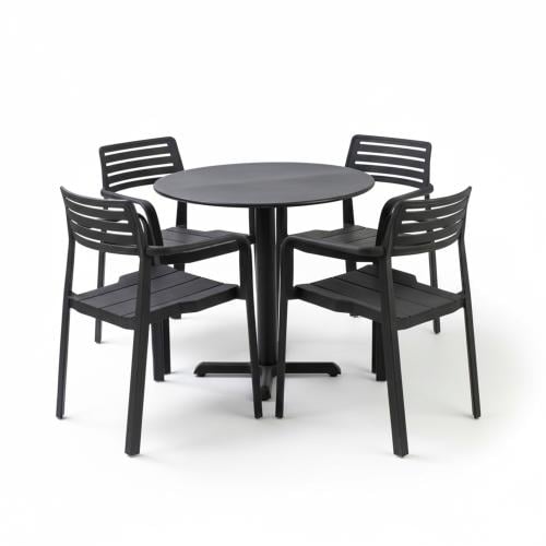 طقم جلسات خارجية 4 مقاعد مع طاولة – لون أسود