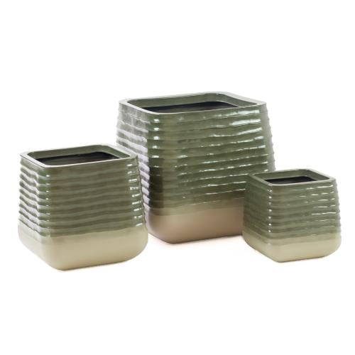 حوض نباتات دائري مضلع من البولي ريزين – أخضر زمردي...