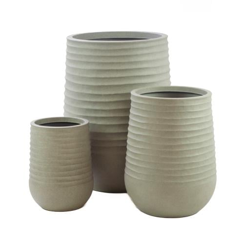 حوض نباتات بيضاوي بخطوط أفقية من البولي إيثيلين –...