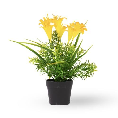 وحدة زهور صناعية ديكورية صغيرة – لون أصفر أو أرجوا...