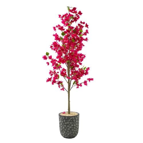 شجرة ورد جهنمية صناعية أوراق وزهور واقعية مع حوض ا...