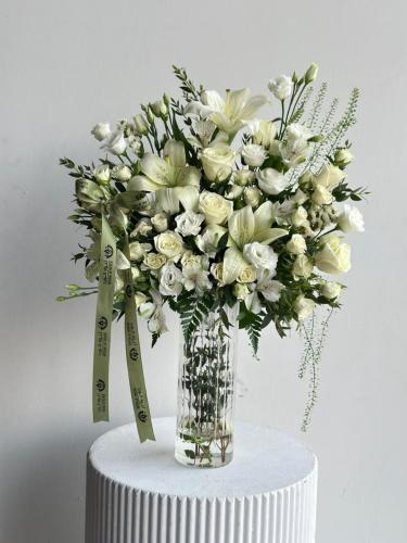 Orchid white vase