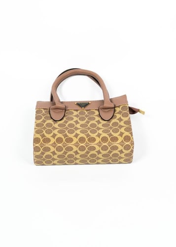 حقيبة يد نسائية كلاسيكية بنقشة أنيقة - لون بيج × ب...