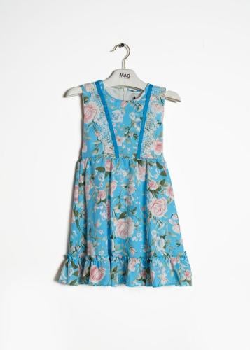 فستان بناتي بطبعة زهور مع دانتيل أنيق