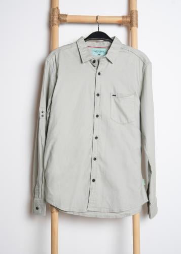 قميص رجالي كاجوال بلون رمادي فاتح