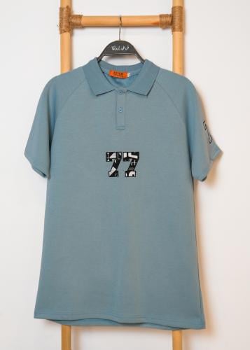 تيشيرت رجالي أنيق بلون أزرق