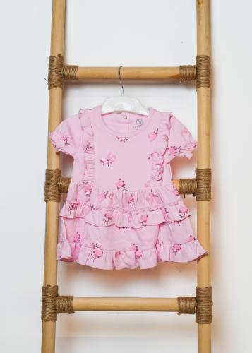 فستان بناتي وردي مع شورت داخلي - تصميم ناعم وأنيق