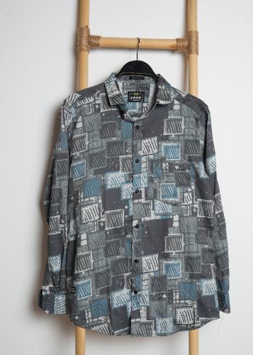 قميص رجالي بطبعة جرافيكية فريدة