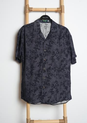 قميص رجالي صيفي بطبعة زهور داكنة