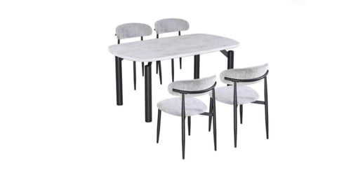 طاولة طعام بديل رخام رمادي مودرن مع كراسي مريحة تص...