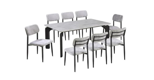 طاولة طعام رخام رمادي مع كراسي بتصميم فاخر-بعدة مق...