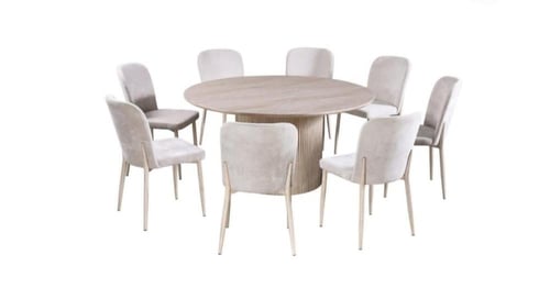 طاولة طعام دائرية عصرية بتصميم فاخر لون بيج