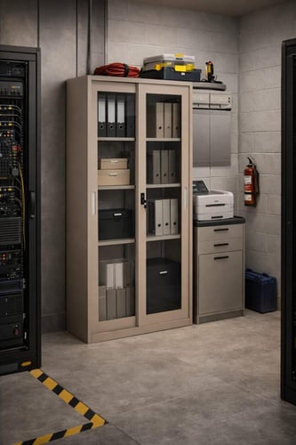 دولاب مكتبي حديد بلون البيج