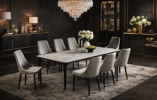 طاولة طعام بديل رخام رمادي-بعدة مقاسات