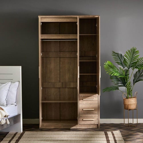 خزانة الملابس براون بأبواب خشبية من اخشاب