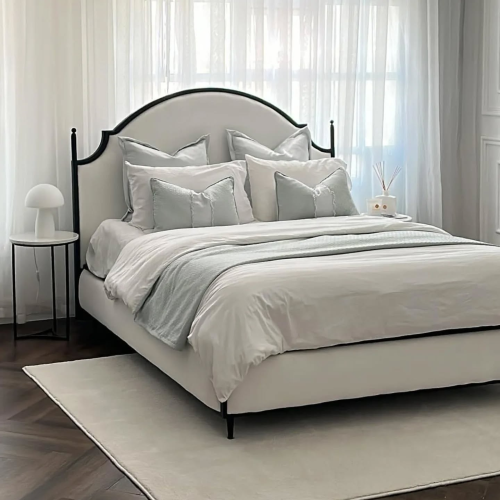 سرير نوم عصري من الخشب الصلب - تنجيد مخملي فاخر -...