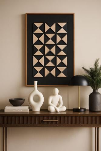 لوحة جدارية هندسية خشبية