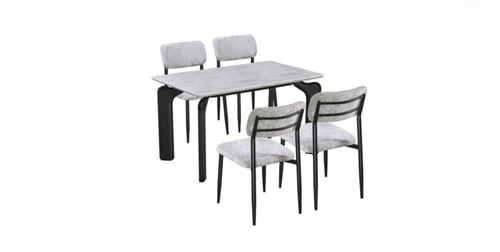 طاولة طعام رخام رمادي مع كراسي بتصميم فاخر-بعدة مق...