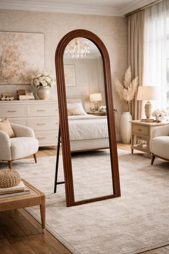 مرآة ستاند أرضية بإطار خشب-بعدة ألوان