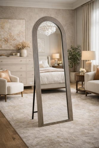 مرآة ستاند أرضية بإطار خشب-بعدة ألوان