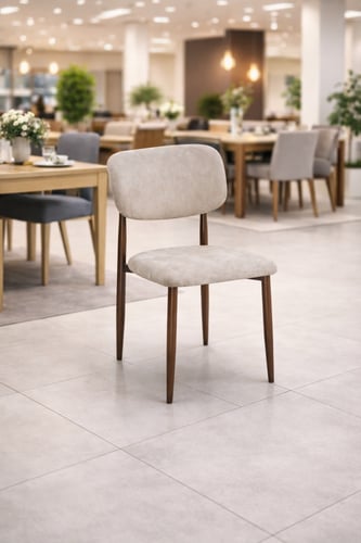 كرسي مفرد مخمل بأرجل خشبية لغرف الطعام والاستقبال-...