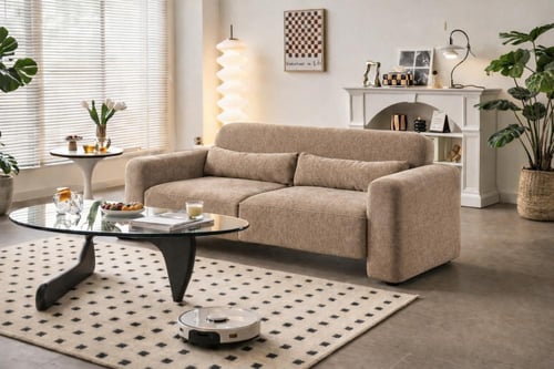 كنبة ثنائية قماش مريحة بتصميم عصري لغرف المعيشة-بع...