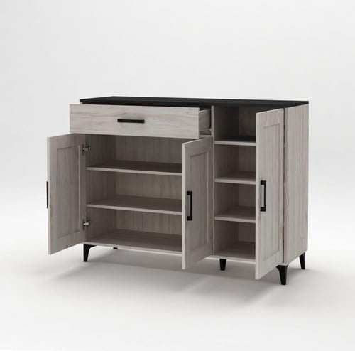 دولاب أحذية وايت أوك مودرن بتصميم عملي للمداخل-بعد...