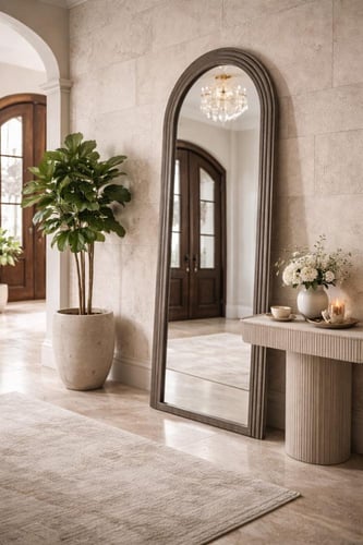 مرآة ستاند أرضية بإطار خشب-بعدة ألوان