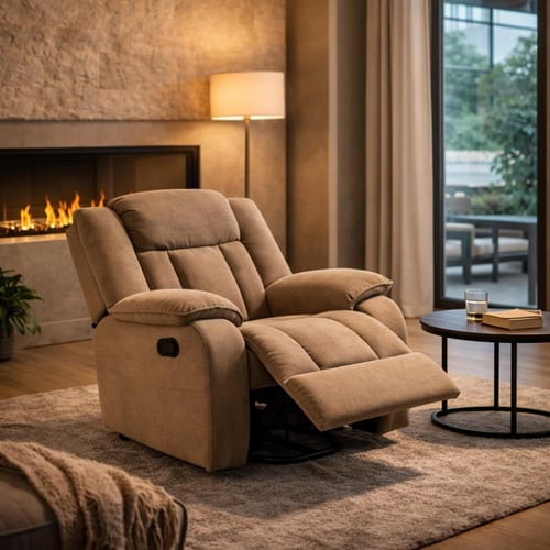 كرسي استرخاء دوار مع مسند قدم قابل للإمالة لراحة م...