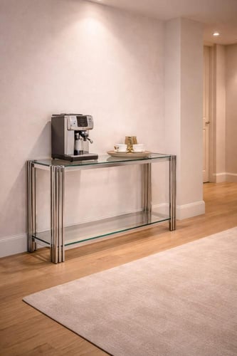 كنسول استيل زجاج فاخر - بعدة الوان