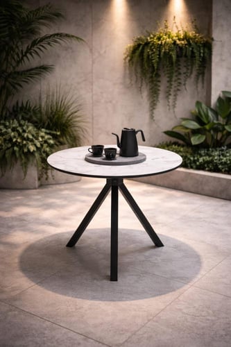 طاولة كافية دائرية بديل سيراميك-بعدة ألوان