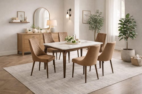 طاولة طعام رخامية بتصميم عصري-بعدة مقاسات