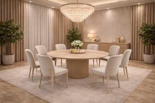 طاولة طعام دائرية عصرية بتصميم فاخر لون بيج