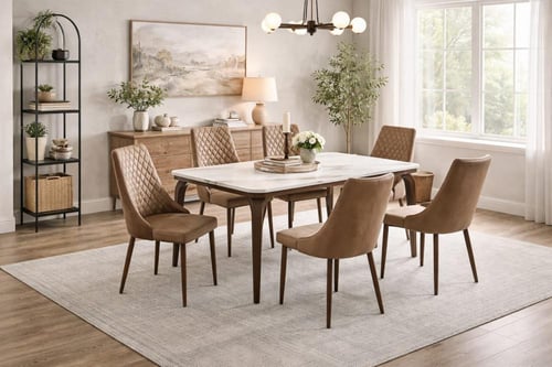 طاولة طعام رخامية بتصميم عصري-بعدة مقاسات