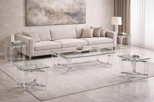 طقم طاولات أكرليك زجاج مستطيل-بعدة ألوان