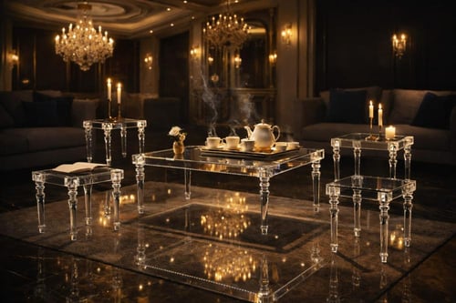 طقم طاولات شاي أكرليك مستطيل